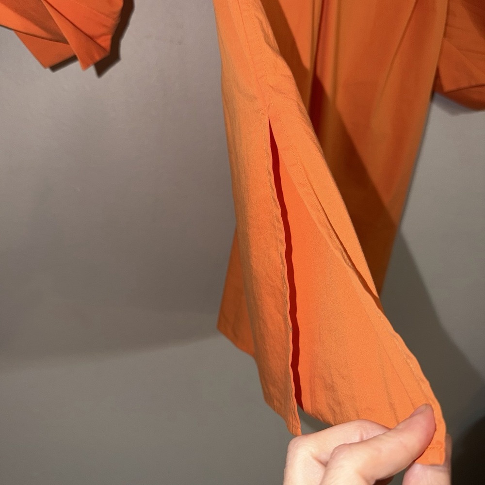 Foxcroft Button Down Shirt Tunic Womens Size 4 Orange 3/4 Sleeve‎ Stretch Office - Picture 6 of 11